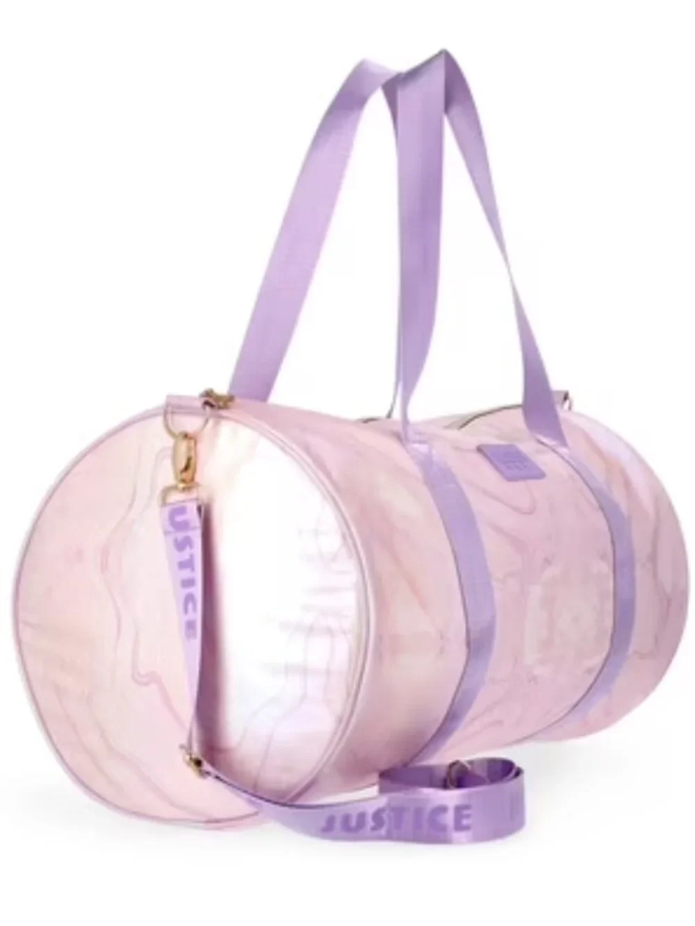 NWT Justice Pink Print Round Duffle Bag Girls Gym Travel Overnight